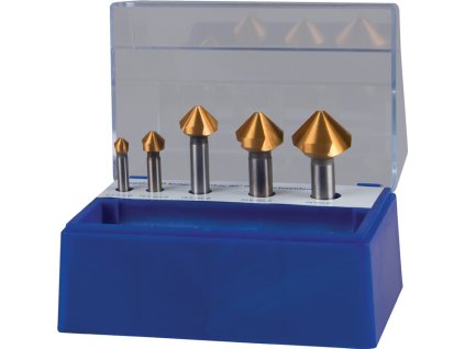 Súprava záhlbníkov DIN 335 C 90° 6,3-25 mm HSS TiN (Farba 6,3-25 mm, Veľkosť HSS TiN)