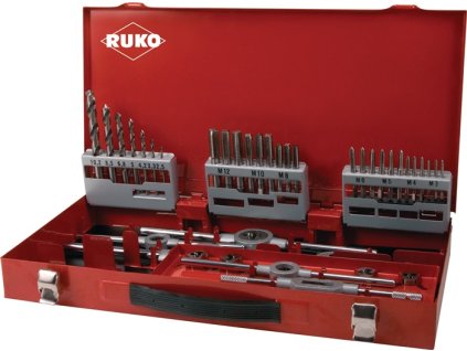 Súprava nástrojov na rezanie závitov  M3-M4-M5-M6-M8-M10-M12 44 kusov HSS (Farba M3-M4-M5-M6-M8-M10-M12, Veľkosť 44 kusov HSS)