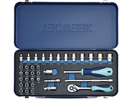 Sada nástrčných kľúčov TECWERK 36-dielna 1/4″ (Farba 36 dielov 1/4 ″, Veľkosť Šírka cez roviny 4-14 mm)