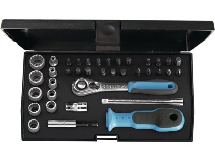 Sada nástrčných kľúčov D 20 KAU-20 37 dielov 1/4 Šírka v rovine 3/16-1/2 ″ (Farba 37-dielna 1/4 ″, Veľkosť Šírka cez roviny 3/16-1/2 ″)