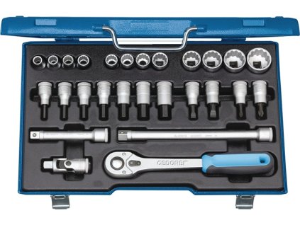 Sada nástrčných kľúčov D 19 IMU-10 27 kusov 1/2 ″ Šírka naprieč plochami 10-30 mm (Farba 27 kusov 1/2 ″, Veľkosť Šírka naprieč plochami 10-30 mm)