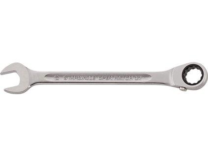 Kombinovaný račňový kľúč OPEN-RATCH 17 Šírka naprieč plochami 19 mm Dĺžka 252 mm Obojstranný, stran (Farba Šírka naprieč plochami 19 mm Dĺžka 252 mm, Veľkosť Obojstranný, strana krúžku 15°)