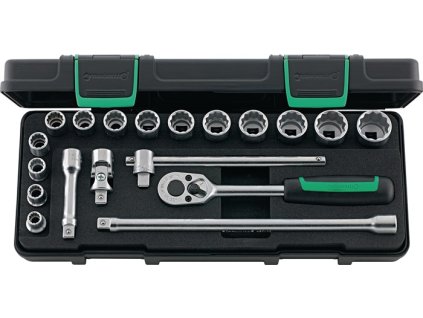 Sada nástrčných kľúčov 45/14/5i 19-dielna 3/8 ″ Šírka cez rovinu 8-22 mm (Farba 19 dielov 3/8 ″, Veľkosť Šírka cez roviny 8 - 22 mm)