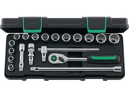 Sada nástrčných kľúčov 45/14/5i QR 19-dielna 3/8 ″ Šírka cez rovinu 8-22 mm (Farba 19 dielov 3/8 ″, Veľkosť Šírka cez roviny 8 - 22 mm)