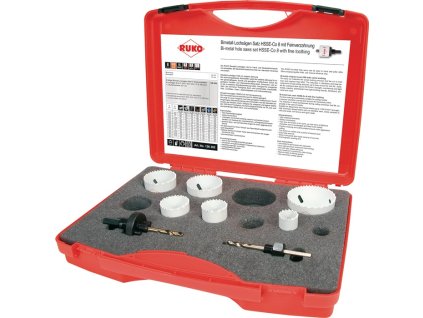 Súprava píl na otvory  8-dielna 22 - 68 mm Hĺbka rezu 38 mm HSSE-Co8-Bi-metal (Farba 8-dielny 22 - 68 mm, Veľkosť Hĺbka rezu 38 mm HSSE-Co8-Bi-metal)