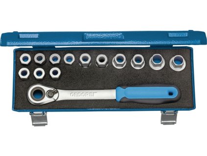 Sada nástrčných kľúčov 19 SKU-20 14-dielny 1/2″ Šírka cez roviny 10-24 mm (Farba 14 dielov 1/2″, Veľkosť Šírka cez rovinu 10-24 mm)