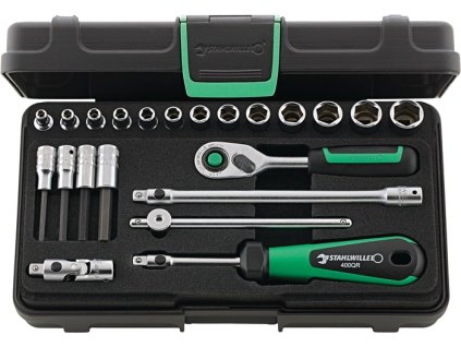 Sada nástrčných kľúčov 40/44/17/5QR 22 kusov 1/4″ Šírka cez roviny 3,5-13 mm (Farba 22-dielne 1/4″, Veľkosť Šírka cez ploché drážky 3,5-13 mm)