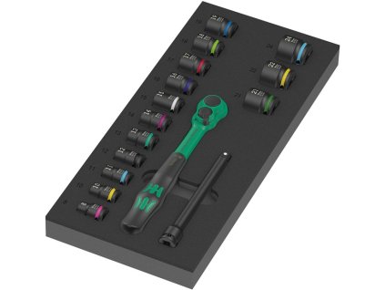 Modul nástrojov 9724 16-dielna pena, 2-farebná Ráčna, 14 zásuviek, predlžovací kľúč (Farba 16-dielna pena, 2-farebná, Veľkosť Ráčna, 14 nástrčných hlavíc, nástavce)