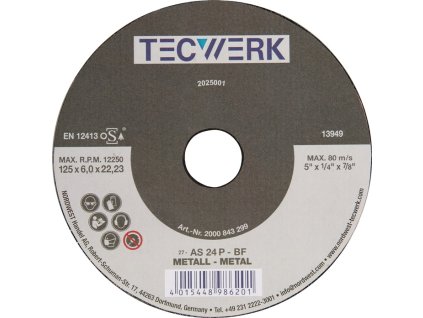 Brúsny kotúč na hrubé brúsenie Action D125xS6mm kľukatý TECWERK (Farba D125xS6mm, Veľkosť s kľukou Otvor 22,23 mm)