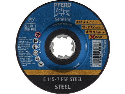 Hrubovací kotúč X-LOCK PSF STEEL PFERD TOOLS (Farba D125xS7,2 mm, Veľkosť oceľ s kľukou Otvor 22,23 mm)