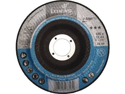 Brúska na filetové zvary U-Edge Pro Plochý kotúč Otvor 22,23 Otvor LUKAS (Farba D125xS10 mm zrnitosť 40, Veľkosť Plochý kotúč Otvory 22,23 Otvory)