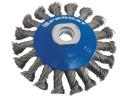 Kuželová kefa 12500 min-¹ PROMAT (Farba Ø 100 mm Hrúbka drôtu 0,35 mm, Veľkosť VA 13 mm 12500 min-¹)