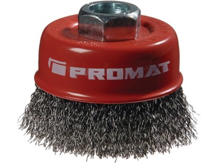 Hrnčeková kefa PROMAT (Farba Ø 60 mm hrúbka drôtu 0,3 mm, Veľkosť oceľ 12500 min-¹)