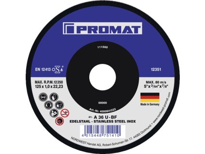 Rezný kotúč keramické zrno PROMAT (Farba D125x1mm rovný, Veľkosť Keramická zrnitosť Otvor 22,23 mm)