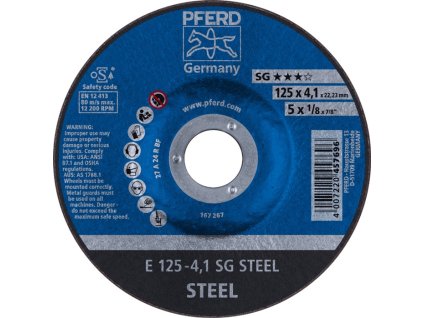 Hrubý brúsny kotúč PFERD TOOLS (Farba D125xS4,1 mm, Veľkosť oceľ s kľukou Otvor 22,23 mm)