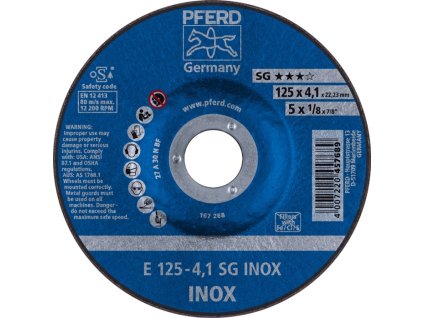 Hrubý brúsny kotúč SG INOX PFERD TOOLS (Farba D125xS4,1 mm, Veľkosť INOX s kľukou Otvor 22,23 mm)