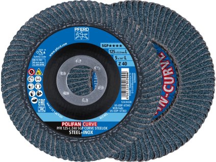 Lamelový kotúč PFERD TOOLS (Farba Ø 125 mm veľkosť zrna 40, Veľkosť INOX oxid zirkoničito-hlinitý Verzia L)