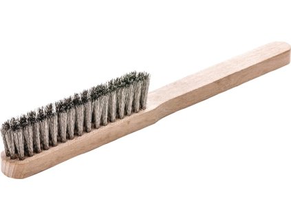 Jemná kefa Dĺžka 225 mm 0,15 mm oceľový drôt VA Dĺžka vlákna 110 mm 4-radová 12 LESSMANN (Farba Dĺžka 225 mm, Veľkosť 0,15 mm drôt z VA ocele Orezávacia dĺžka 110 mm 4-radový 12)