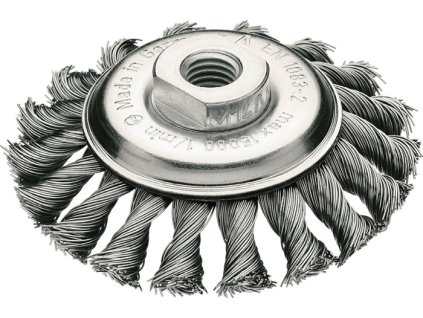 Káblové kužeľové kefy 15000 min-¹ LESSMANN (Farba Ø 115 mm Hrúbka závitového drôtu 0,5 mm, Veľkosť Oceľ 12 mm 15000 min-¹)