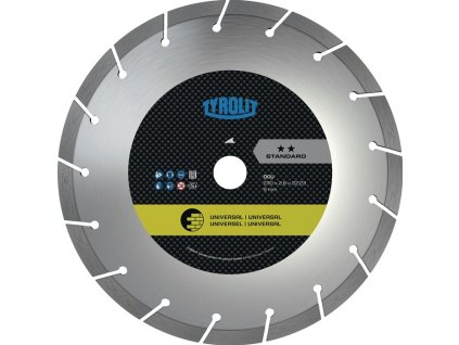Rezný kotúč na suché rezanie TYROLIT (Farba Ø 230 mm Vŕtanie 22,23 mm, Veľkosť Konštrukcia univerzálna Výška segmentu 7 mm Hrúbka segmentu 2,6 mm)