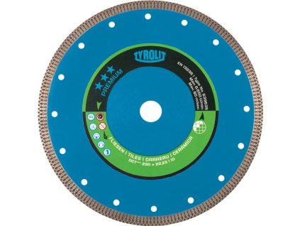 Rezný kotúč na suché rezanie TYROLIT (Farba Ø 125 mm Otvor 22,23 mm, Veľkosť Dlaždice Výška segmentu 10 mm Hrúbka segmentu 1,2 mm)