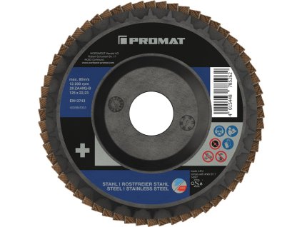 Prémiový lamelový kotúč 2v1 INOX/oceľ oxid zirkón-hlinitý PROMAT (Farba Ø 125 mm veľkosť zrna 80 ploché, Veľkosť INOX/oceľ oxid zirkoničito-hlinitý)