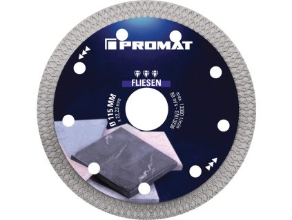Diamantový rezný kotúč FLIESEN PRO X výška segmentu 10 mm hrúbka segmentu 1,4 mm PROMAT (Farba Ø 115 mm Otvor 22,23 mm, Veľkosť Výška segmentu 10 mm Hrúbka segmentu 1,4 mm)