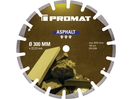 Diamantový rezný kotúč ASPHALT Šírka segmentu 40 mm PROMAT (Farba Ø 350 mm Otvor 20 mm, Veľkosť Výška segmentu 10 mm Hrúbka segmentu 3,2 mm Šírka segmentu 40 mm)
