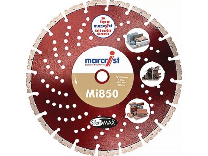 Diamantový rezný kotúč MI850S MARCRIST (Farba Ø 350 mm Otvor 25,4 mm, Veľkosť Výška segmentu 10 mm Hrúbka segmentu 3,2 mm Šírka segmentu 40 mm Rezacia píla, píla na stavenisko)