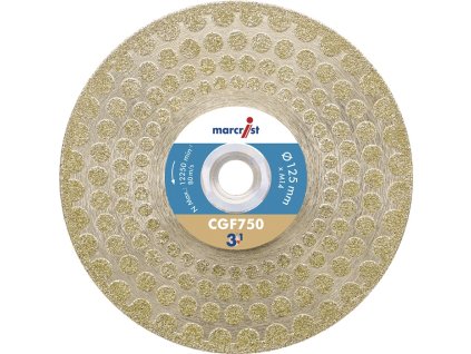Diamantový rezný/brúsny kotúč CGF750 Ø 125 mm držiak M14 Výška segmentu 68,5 mm Hrúbka segmentu 2,8 mm Uhlová brúska MARCRIST (Farba Ø 125 mm Montáž M14, Veľkosť Výška segmentu 68,5 mm Hrúbka segmentu 2,8 mm Uhlová brúska)