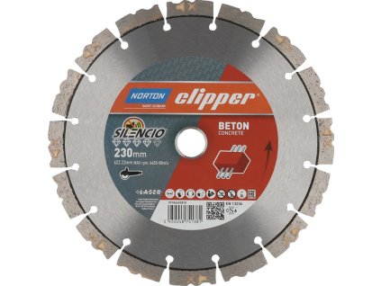 Diamantový rezný kotúč výška segmentu 12 mm NORTON CLIPPER (Farba Ø 230 mm Vŕtanie 22,23 mm, Veľkosť pre uhlové brúsky Šírka segmentu 2,6 mm Výška segmentu 12 mm držiak 22,23 mm)