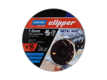 Otvor rezného kotúča 22,23 mm NORTON CLIPPER (Farba D115x1,0 mm typ 41, Veľkosť Metal-Inox 13300 min-1 Otvor 22,23 mm 10 kusov.)