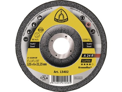 Hrubovací kotúč A 24 R Supra KLINGSPOR (Farba D180xS4mm, Veľkosť oceľ s kľukou Otvor 22,23 mm)