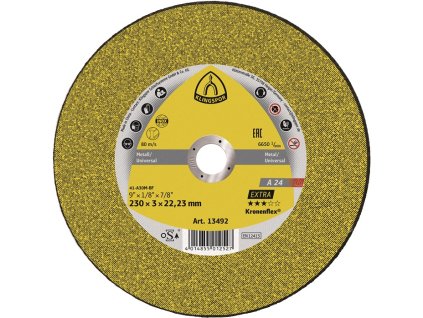 Rezný kotúč A 24 Extra KLINGSPOR (Farba D230xW2mm otvor 22,23mm, Veľkosť stredne tvrdý tvar GER max. otáčky 6600 ot/min)