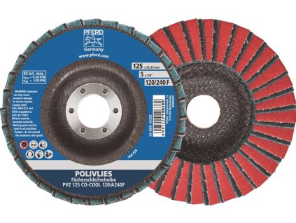 Lamelový kotúč PFERD TOOLS (Farba Ø 125 mm veľkosť zrna 120 / 240 F, Veľkosť Hliníkovo-keramická drvina CO-COOL)