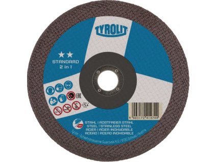 Rezný kotúč STANDARD 2v1 TYROLIT (Farba D125x1,6 mm rovný, Veľkosť 2v1 Otvor 22,23 mm)