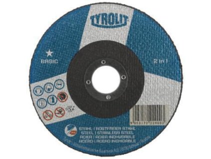 Rezný kotúč BASIC 2v1 TYROLIT (Farba D230x2 mm rovný, Veľkosť 2v1 Otvor 22,23 mm)