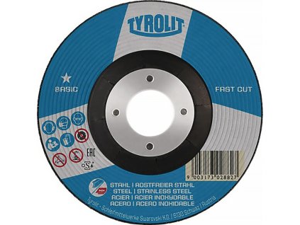 Hrubovací kotúč BASIC FASTCUT TYROLIT (Farba D230xS6mm zrnitosť 30, Veľkosť s kľukou 2v1 Otvor 22,23 mm)