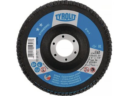 Lamelový kotúč STANDARD TYROLIT (Farba Ø 125 mm zrnitosť 60 kužeľová, Veľkosť Oceľ, nehrdzavejúca oceľ ZA - oxid zirkoničitý)
