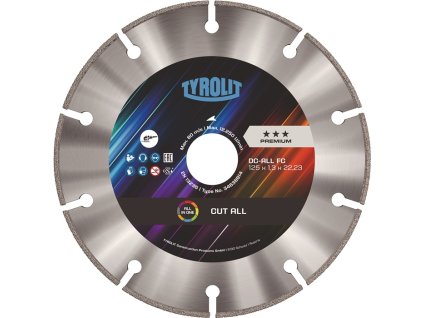 Diamantový rezný kotúč TYROLIT (Farba Ø 125 mm Otvor 22,23 mm, Veľkosť Výška segmentu 10 mm Hrúbka segmentu 1,8 mm)