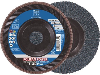 Lamelový kotúč PFERD TOOLS (Farba Ø 125 mm zrnitosť 40 PFC / B / T29, Veľkosť Oceľ / nehrdzavejúca oceľ Oxid zirkoničito-hlinitý Z)