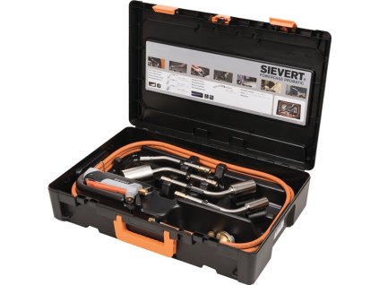 Súprava zmršťovacích horákov Promatic v plastovom kufríku 9-dielna na propán SIEVERT (Farba v plastovom puzdre, Veľkosť 9 dielov Propán)