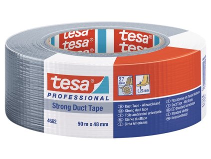 Látková páska Univerzálna lepiaca páska 4662 Rolka TESA (Farba matná strieborná, Veľkosť Dĺžka 50 m Šírka 48 mm  rolka)