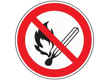 Zákazová značka ASR A1.3/DIN EN ISO 7010 Zákaz používania ohňa/svetla (Farba ASR A1.3/DIN EN ISO 7010, Veľkosť Oheň/svetlo zakázané Fólia)