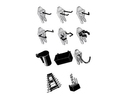 Skrine na náradie (Farba sortiment 84ks., Veľkosť a.oceľ a POM f.Art.Nr.795605,795584,795698-699)