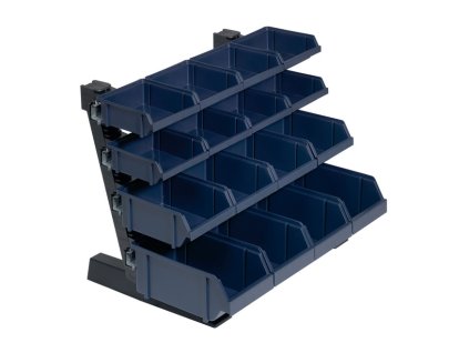 Skrine na náradie (Farba Š.500xH.360xV.388mm, Veľkosť š.16 boxov v 3 veľkostiach tmavomodrá Stojan z PS, boxy z PP)