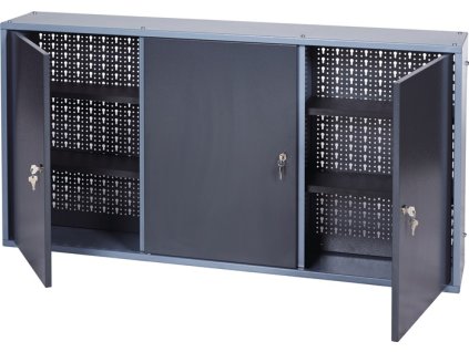 Skrine na náradie (Farba V600xŠ1200xH200mm, Veľkosť kladivková strieborná antracitová 3 perforované zadné panely, 3 dvierka)