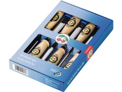 Súprava sekáčov  6,10,12,16,20,26 mm Rukoväť z bieleho bukového dreva Ulmský tvar (Farba 6,10,12,16,20,26 mm, Veľkosť hrabová rukoväť tvar Ulm)