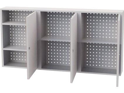 Nástenná skriňa H750xŠ1500xD200 mm plné dvere z oceľového plechu oceľový plech BEDRUNKA+HIRTH (Farba H750xŠ1500xD200 mm Dvere z masívneho plechu, Veľkosť svetlosivá/svetlosivá Oceľový plech)