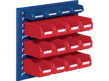 Nástenné lišty (Farba V450xŠ500xD250mm Oceľový plech/polyetylén, Veľkosť Plastový povlak modrý + červený 12 x veľkosť 7 červená / 4 x veľkosť 8 modrá)